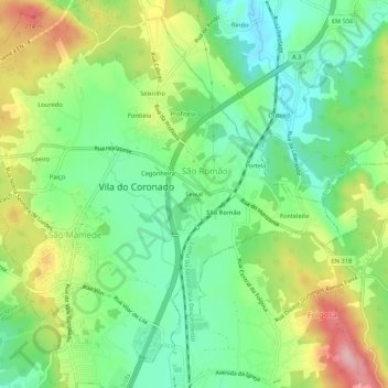 Seixal topographic map, elevation, terrain