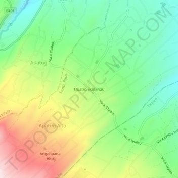 Quatro Esquinas topographic map, elevation, terrain
