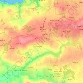 Mescosquer topographic map, elevation, terrain