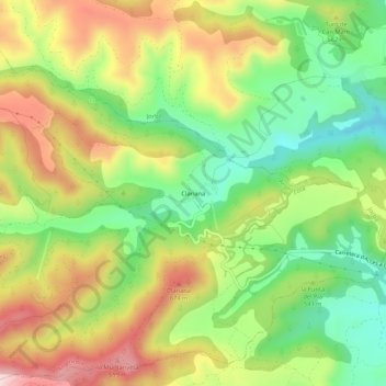 Clariana topographic map, elevation, terrain