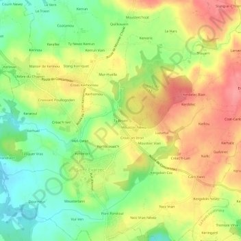 Ty Broën topographic map, elevation, terrain