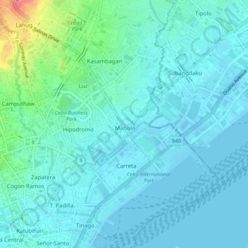 Mabolo topographic map, elevation, terrain
