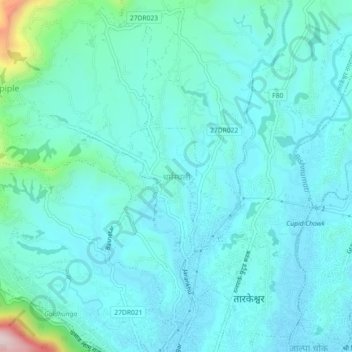 Dharmasthali topographic map, elevation, terrain