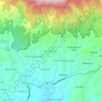 kasimpar topographic map, elevation, terrain