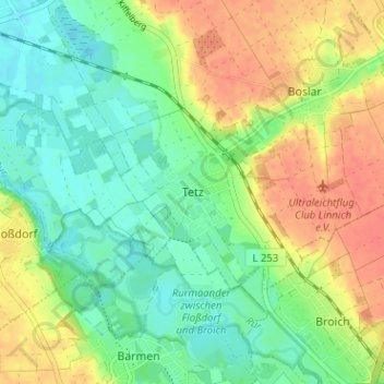 Tetz topographic map, elevation, terrain