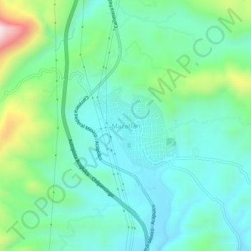 Mazatlán topographic map, elevation, terrain