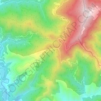 Les Falguières topographic map, elevation, terrain