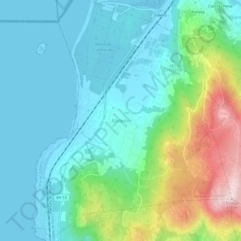 Moledo topographic map, elevation, terrain