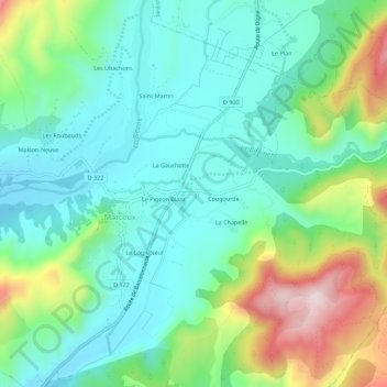 La Cassette topographic map, elevation, terrain