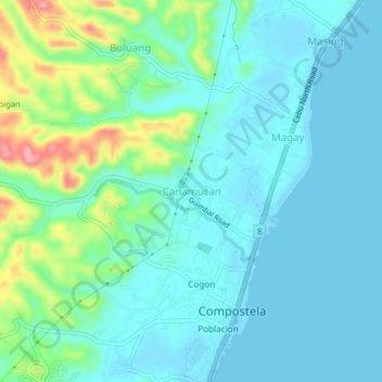 Canamucan topographic map, elevation, terrain