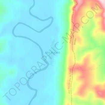 Alto Baudó topographic map, elevation, terrain