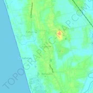 Vanelim topographic map, elevation, terrain