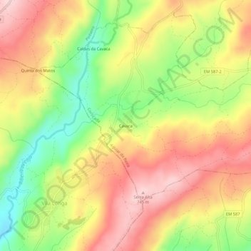 Cavaca topographic map, elevation, terrain