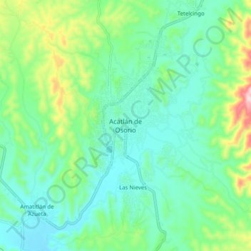 Acatlán de Osorio topographic map, elevation, terrain