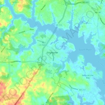 Edgewater topographic map, elevation, terrain