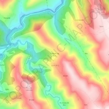 Robledo de Son topographic map, elevation, terrain
