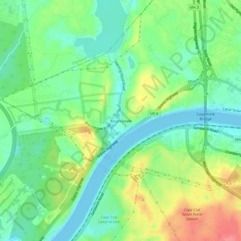 Bournedale topographic map, elevation, terrain