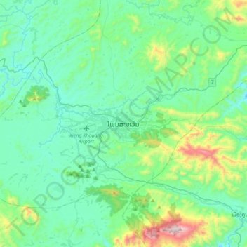 Phonsavan topographic map, elevation, terrain