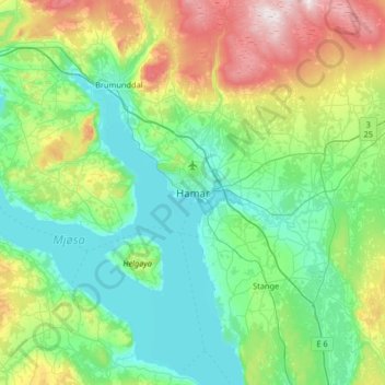 Hamar topographic map, elevation, terrain