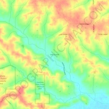 Ash Grove topographic map, elevation, terrain