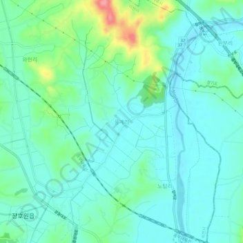 Punggye-ri topographic map, elevation, terrain