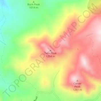 Twin Peak topographic map, elevation, terrain