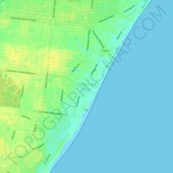 Valeria del Mar topographic map, elevation, terrain