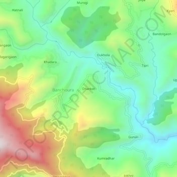 Dharkot topographic map, elevation, terrain