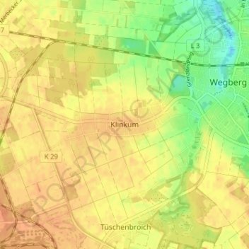 Klinkum topographic map, elevation, terrain