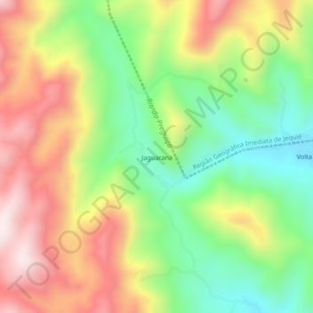 Jaguarana topographic map, elevation, terrain