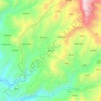Barog topographic map, elevation, terrain