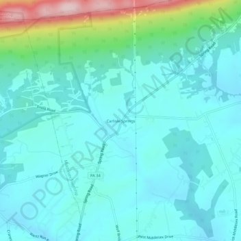 Carlisle Springs topographic map, elevation, terrain