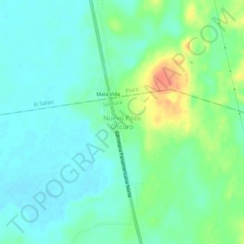 Nuevo Pozo Oscuro topographic map, elevation, terrain