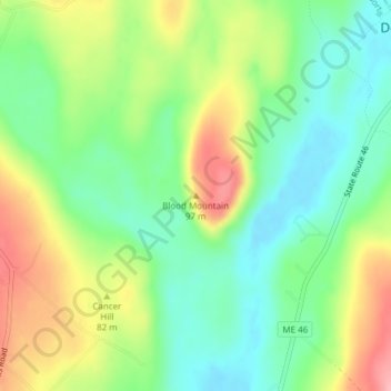 Blood Mountain topographic map, elevation, terrain