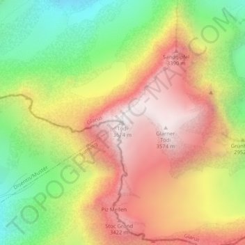 Tödi topographic map, elevation, terrain