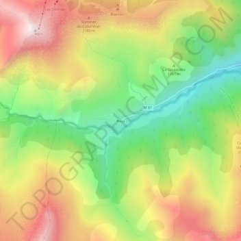 Roya topographic map, elevation, terrain