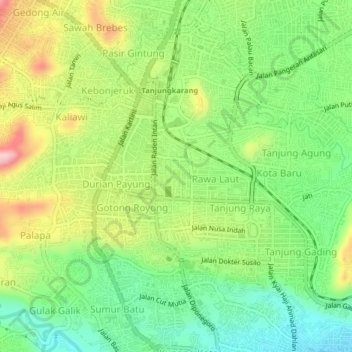 Enggal topographic map, elevation, terrain
