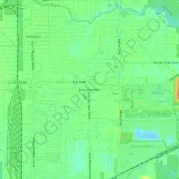 East Houston topographic map, elevation, terrain