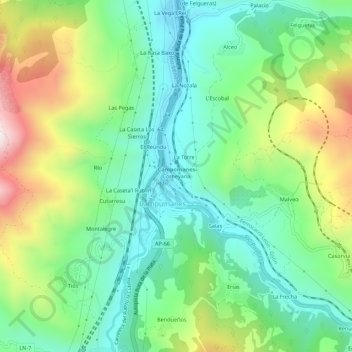 Corneyana topographic map, elevation, terrain