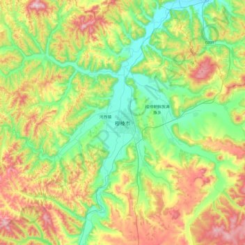 Muling topographic map, elevation, terrain