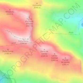 Tubo de Lenito topographic map, elevation, terrain