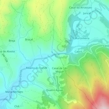 Garganta do Cabril do Ceira topographic map, elevation, terrain