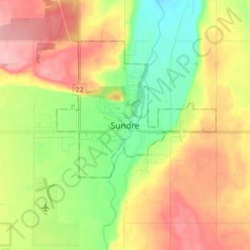Sundre topographic map, elevation, terrain
