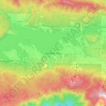 Big Bear Lake topographic map, elevation, terrain