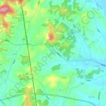 Songgok-ri topographic map, elevation, terrain