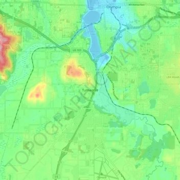 Tumwater topographic map, elevation, terrain