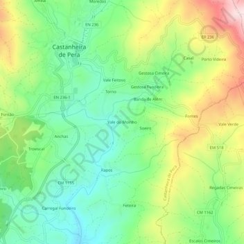 Vale do Moinho topographic map, elevation, terrain