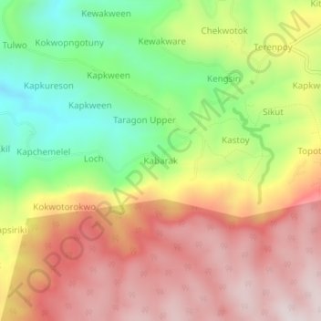 Kabarak topographic map, elevation, terrain