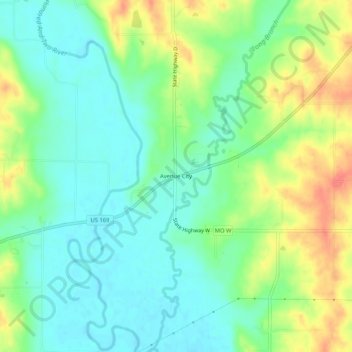 Avenue City topographic map, elevation, terrain