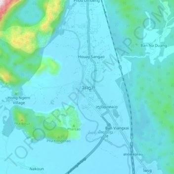 Vang Vieng topographic map, elevation, terrain